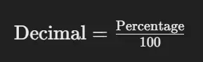 Percent to Decimal formula