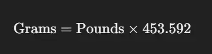 Pounds to Grams formula