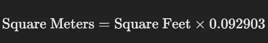 Square Feet to Square Meters formula